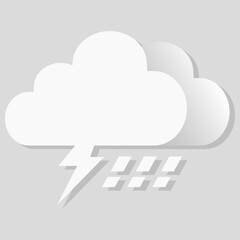 Isolated vector object weather icon lighting cloudy rain
