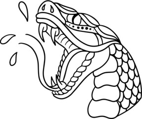 Snake Traditional Tattoo Stencil T-shirt Print