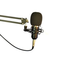 Recording microphone (Dynamic Type) isolated on white background suitable for presentations.