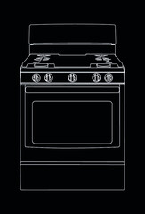 oven white on black background