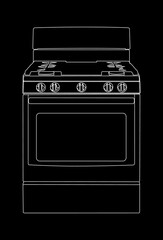 oven white on black background