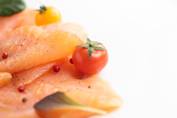 Closeup of some slices of smoked salmon