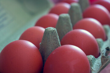 Eggs in a package. Easter dish. Traditional holiday decoration.