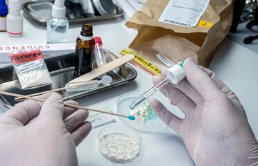 Police investigate positive for drugs in crime lab, conceptual image