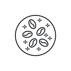 Coffee body scrub linear icon. Natural cosmetics and Make up. Thin line customizable illustration. Contour symbol. Vector isolated outline drawing. Editable stroke