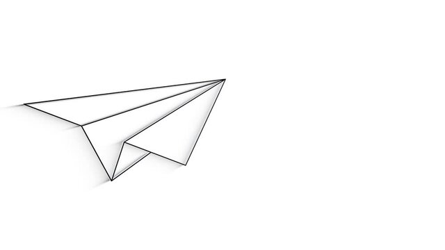 3D Line Icon paper plane Animation on white background.