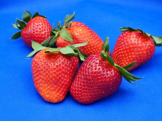 strawberry on blue background