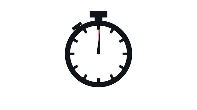 The 5 minutes, stopwatch icon. Stopwatch icon in flat style, timer on on color background. Motion graphics.