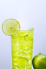 Glass with a fruit drink.