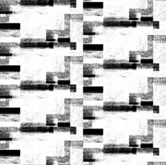 Rough, irregular texture composed of monochrome geometric elements. Overlay distressed grunge background. Abstract vector illustration. Isolated on white background. EPS10