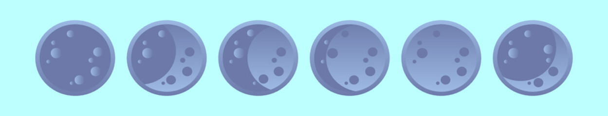 set of moon cartoon icon design template with various models. vector illustration isolated on blue background