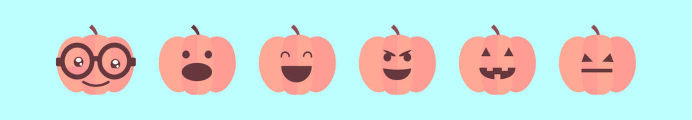 set of pumpkin cartoon icon design template with various models. vector illustration isolated on blue background