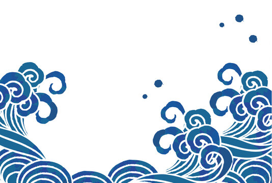 高波と魚のベクターイラスト素材