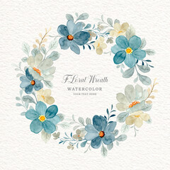 Save the date. Blue gray floral wreath with watercolor