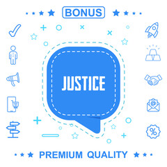 Justice icon in speech bubble