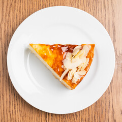 cheesecake with almond , top view