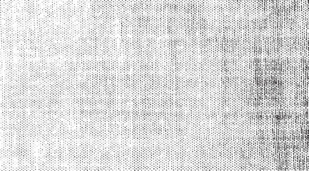 Vector fabric texture. Distressed texture of weaving fabric. Grunge background. Abstract halftone vector illustration. Overlay to create interesting effect and depth. Black isolated on white. EPS10.