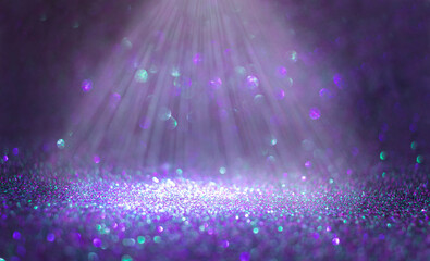 Modern dark purple, lilac, and blue glitter sparkle confetti background for happy birthday party...