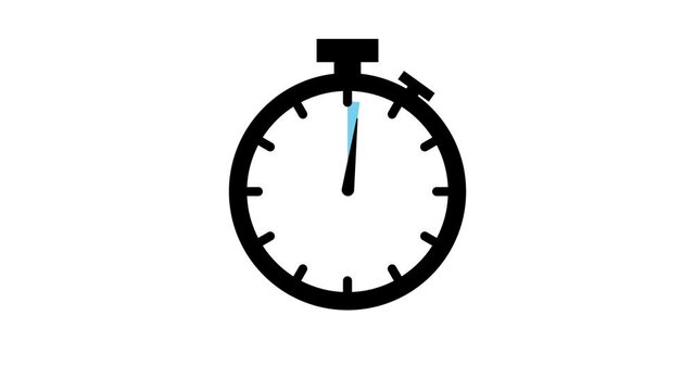 The 10 minutes, stopwatch icon. Stopwatch icon in flat style, timer on on color background. Motion graphics.