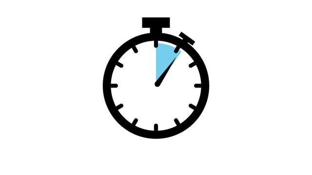 The 45 minutes, stopwatch icon. Stopwatch icon in flat style, timer on on color background. Motion graphics.
