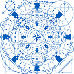 Geometric pattern in the form of a board game. Isolated on white background. Vector illustration.