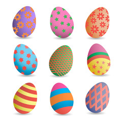 Multicolored Easter eggs. Easter eggs. Happy Easter card. Easter eggs on a white background.