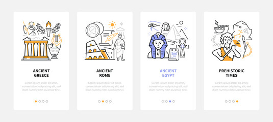 Ancient civilizations - modern line design style web banners