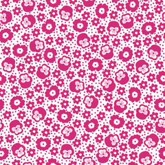 Pansies, primroses and daffodils - monochrome (pink)