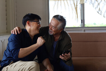 Happiness family time father and son talking and sharing discussion lifestyle for domestic life at home.