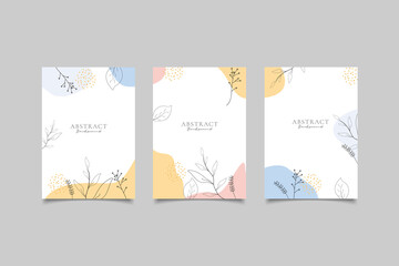 set of cards with flowers,organic background
