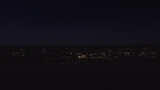 Night Drone Over Illuminated City Of Thisted