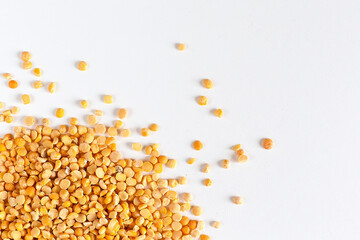 Fresh peas isolated on white background. yellow peas