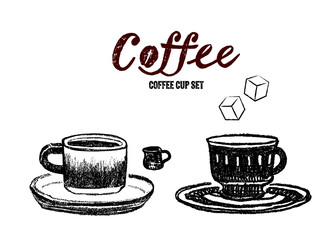 コーヒーカップとソーサーのイラスト。