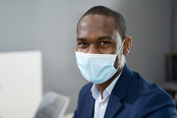 African Business Man Wearing Face Mask
