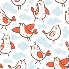 Seamless pattern with birds