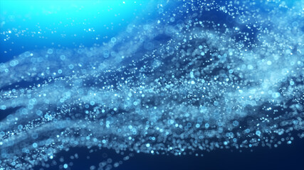 Abstract digital wave of particles and blue abstract background, cyber 3d illustration or technology background.