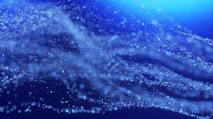 Abstract digital wave of particles and blue abstract background, cyber 3d illustration or technology background.