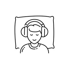 Listen to sleep music color line icon. Autonomous sensory meridian response, sound waves as a symbol of enjoying sounds. Editable stroke.