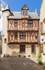 Angers, France. Facade of an old building on Filles-Dieu street 