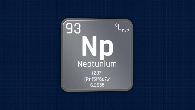 Neptunium or Np Element Periodic Table Animation on Grid Background and Green Screen