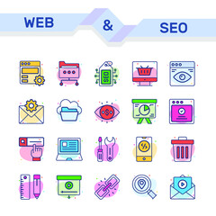 search engine optimization and web icons set 