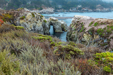 Beautiful landscape, view rocky Pacific Ocean coast at Point Lobos State Reserve in Carmel, California.