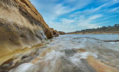 A beautiful landscape of bizarre rock formations on the Pacific coast at Point Lobos State Reserve in Carmel, California.