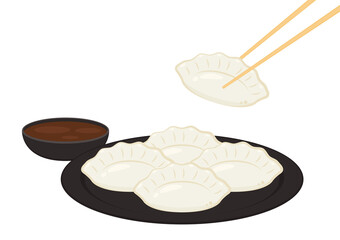 Gyoza on a plate. Gyoza is Chinese food.
