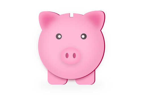 Pink piggy bank for save money on white background.