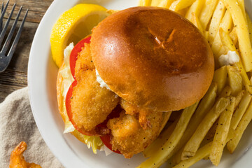 Homemade Fried Shrimp Sandwich