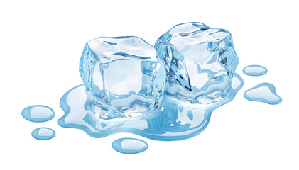 Melting ice cubes isolated on white background