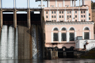 large hydroelectric power plant with flowing water