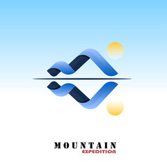A mountain logo with the letter m, this is a symbol of a minimalist mountain panorama