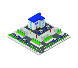 Isometric police station